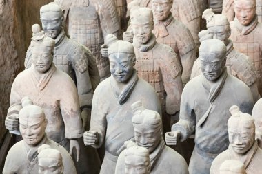 XIAN, CHINA MAY 24, 2018 The Terracotta Army warriors at the tomb of Chinas First Emperor in Xian. Unesco World Heritage site. clipart
