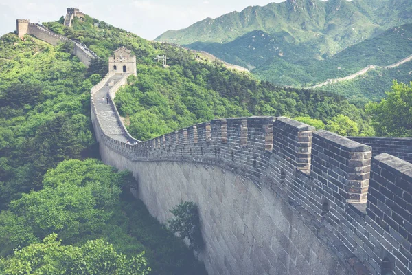 Panoramic View Great Wall China Badaling Mountains North Capital Beijing — Stock Photo, Image