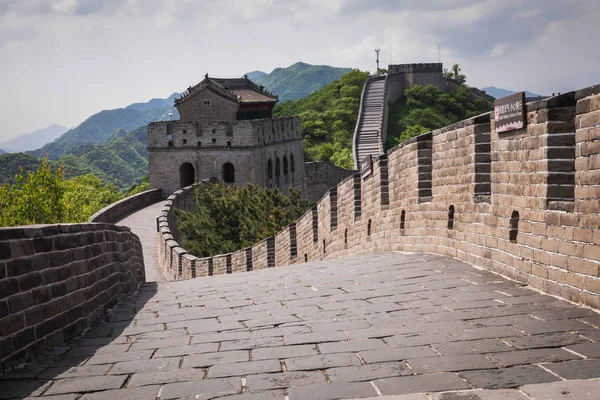 Panorama Van Grote Muur Van China Badaling Bergen Het Noorden — Stockfoto