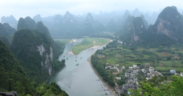 Река Синпин Гуйлинь Китай Синпин Город Северной Гуанси Китай — стоковое видео