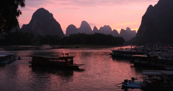 Sunset River Xingping Guilin China Xingping Town North Guangxi China — Stock Video