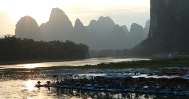 Sonnenuntergang Fluss Xingping Guilin China Xingping Ist Eine Stadt Norden — Stockvideo