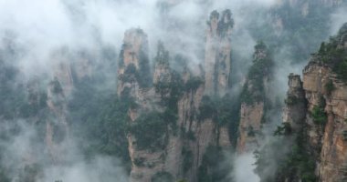 Zhangjiajie Forest Park. Kanyon yükselen dev ayağı dağlar. Hunan eyaleti, Çin.