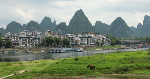 River Xingping Guilin Kina Xingping Stad Norra Guangxi Kina — Stockvideo