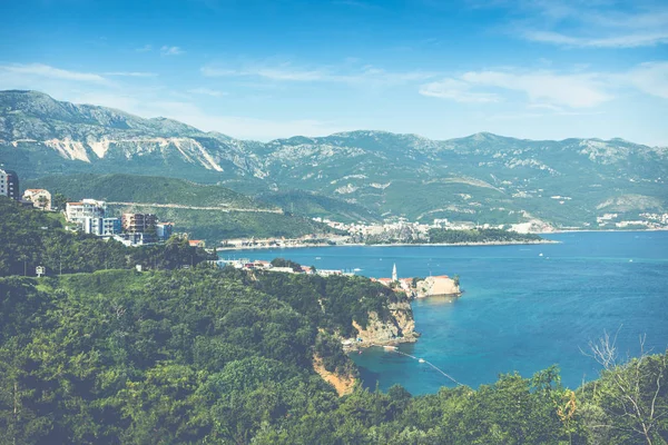 Vista Panorámica Riviera Budva Desde Plataforma Observación Fortaleza Del Casco — Foto de Stock