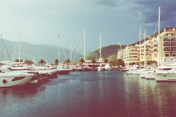 Iate Porto Montenegro Elite Marina Tivat Montenegro — Fotografia de Stock