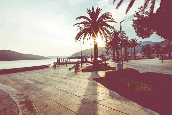 Sonnenuntergang Marina Porto Montenegro Tivat — Stockfoto