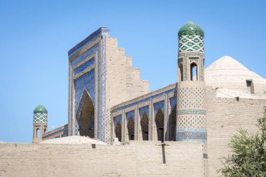 Tarihi binaları, Hiva tarihi merkezi Itchan Kala kalede. UNESCO Dünya Mirası Özbekistan, Orta Asya '