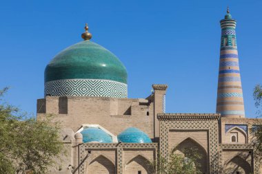 Tarihi binaları, Hiva tarihi merkezi Itchan Kala kalede. UNESCO Dünya Mirası Özbekistan, Orta Asya '