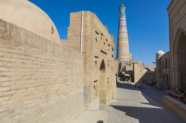 Tarihi binaları, Hiva tarihi merkezi Itchan Kala kalede. UNESCO Dünya Mirası Özbekistan, Orta Asya '