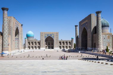 Semerkand, Özbekistan - 31 Ağustos 2018: Registan, Semerkant - Özbekistan antik şehir merkezinde