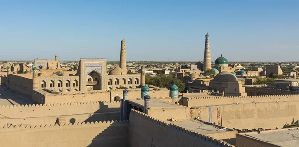Vista Panorâmica Dos Principais Monumentos Khiva Uzbequistão Património Mundial Unesco — Fotografia de Stock