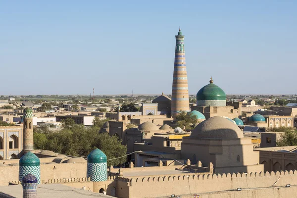 Vista Panorâmica Dos Principais Monumentos Khiva Uzbequistão Património Mundial Unesco — Fotografia de Stock