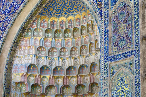 Dekorative Muster Und Architektonische Details Haupteingang Von Abdullaziz Khan Madrasah — Stockfoto