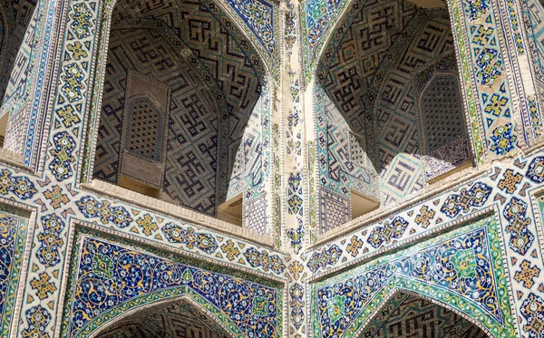 Fragmento Mezquita Cuadrada Registan Complejo Madrasah Samarcanda Uzbekistán — Foto de Stock