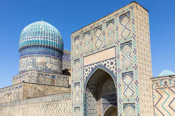 Detalle Del Mosaico Azul Mezquita Bibi Khanym Bibi Xonum Samarcanda — Foto de Stock