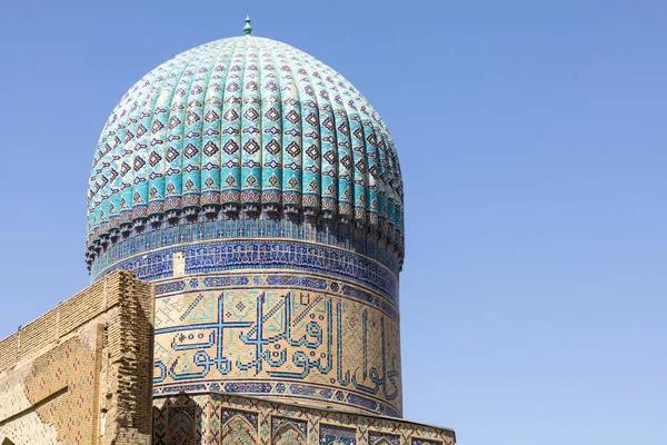 Ayrıntı Bibi Geçerek Bibi Xonum Camii Semerkand Özbekistan Mavi Mozaik — Stok fotoğraf