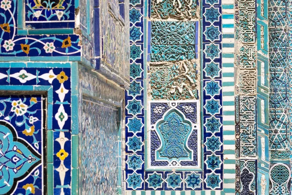 Detail Facade Historical Holy Cemetery Shahi Zinda Samarkand Uzbekistan — Stock Photo, Image