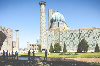 Semerkand, Özbekistan - 31 Ağustos 2018: Registan, Semerkant - Özbekistan antik şehir merkezinde.