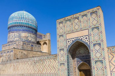 Ayrıntı Bibi-geçerek (Bibi-Xonum) Camii, Semerkand, Özbekistan, mavi mozaik
