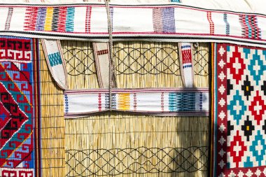 Yurts Özbekistan, geleneksel el sanatları ve desenleri.