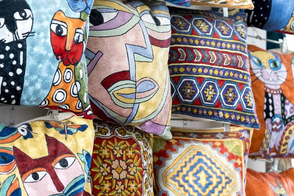 Bukhara Uzbekistan Settembre 2018 Banchi Mercato Con Tessuto Tribale Decorativo — Foto Stock