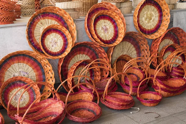 Paniers Osier Faits Main Bazar Local Traditionnel Ouzbékistan — Photo