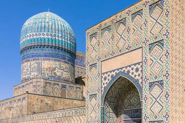 Деталь Синє Мозаїки Мечеті Бібі Khanym Бібі Xonum Самарканд Узбекистан — стокове фото