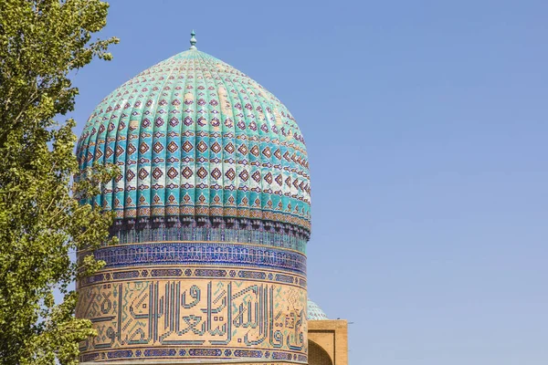 Detalhe Mosaico Azul Mesquita Bibi Khanym Bibi Xonum Samarcanda Uzbequistão — Fotografia de Stock