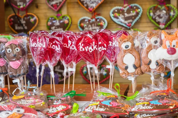 Souvenir Gingerbread Different Shapes One Traditional Market Cracow Poland — Stock Photo, Image