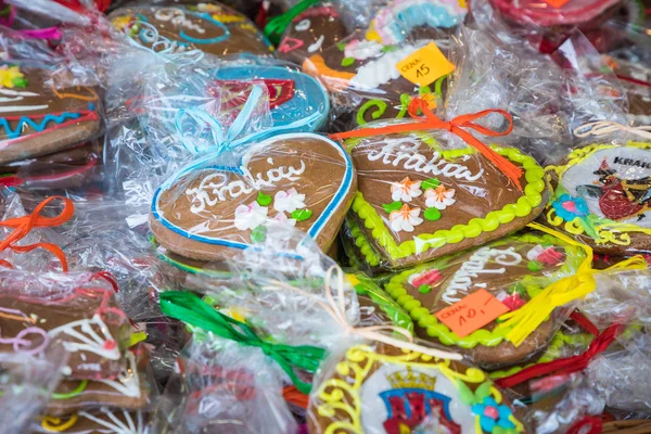 Pain Épice Souvenir Différentes Formes Sur Des Marchés Traditionnels Cracovie — Photo