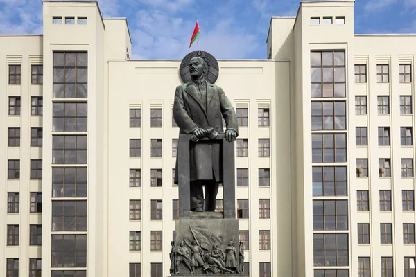 Minsk Belarus Setembro 2018 Monumento Lenine Perto Casa Governo República — Fotografia de Stock