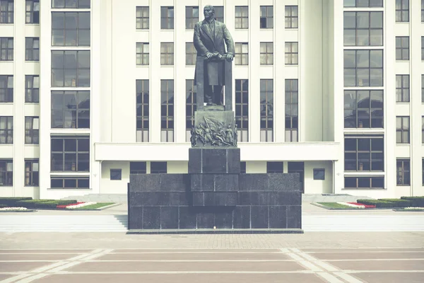 Minsk Belarus September 2018 Monument Lenin Government House Republic Belarus — Stock Photo, Image