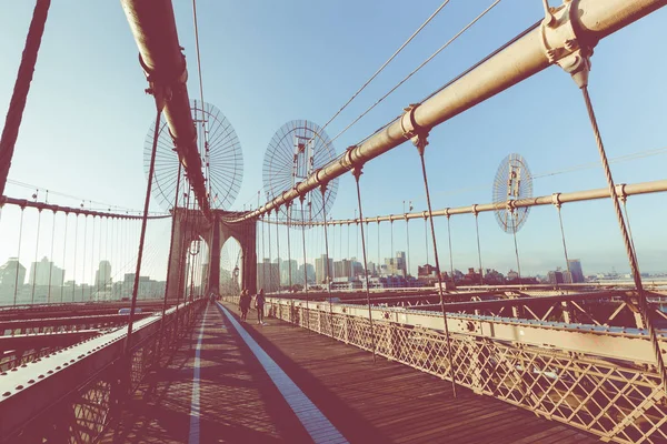 Puente Brooklyn Nueva York Famoso Punto Referencia Luz Mañana —  Fotos de Stock