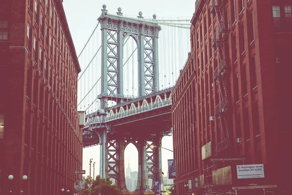Γέφυρα Του Μανχάταν Από Dumbo Μπρούκλιν Νέα Υόρκη Ηπα — Φωτογραφία Αρχείου