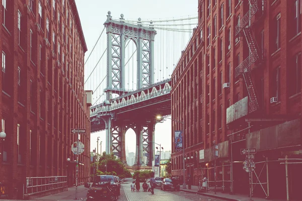 Manhattan Bridge Seen Dumbo Brooklyn New York City Usa — Stock Photo, Image