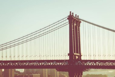 Manhattan Bridge at Sunrise, New York City, New York, ABD Vintage renk görünümü