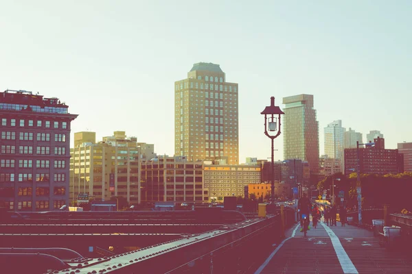 Vintage Color View Manhattan City Skyline Sunrise New York New — Foto Stock