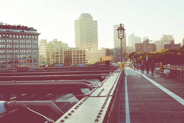 Vista Color Vintage Del Horizonte Manhattan City Amanecer Nueva York — Foto de Stock