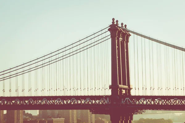 Vintage Kleur Uitzicht Manhattan Bridge Bij Zonsopgang New York City — Stockfoto