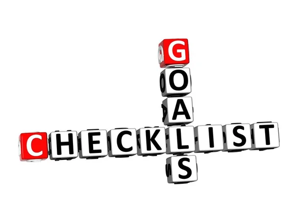 Rendering Crossword Checklist Goals Ver White Background — Stock Photo, Image