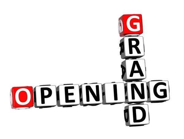 Rendering Crossword Grand Opening White Background — Stock Photo, Image
