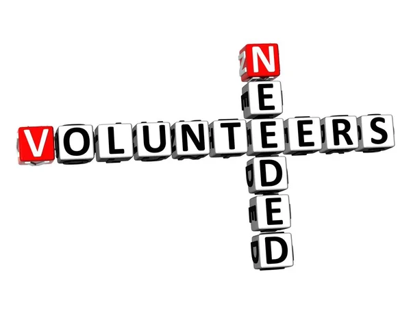 Rendering Crossword Needed Volunteers Word White Background — Stock Photo, Image