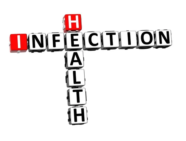 白い背景の上の レンダリング クロスワード健康感染の単語 — ストック写真