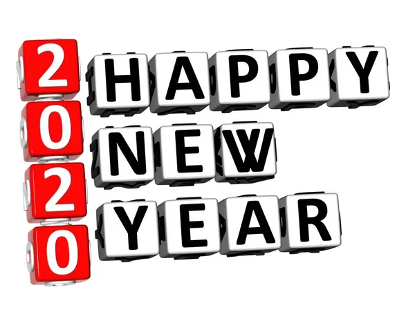 Rendering Crossword 2020 Happy New Year Word White Background — Stock Photo, Image