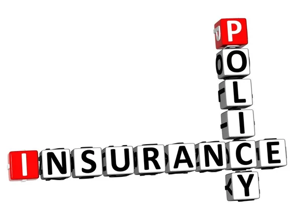 Rendering Crossword Policy Insurance Word White Background — Stock Photo, Image