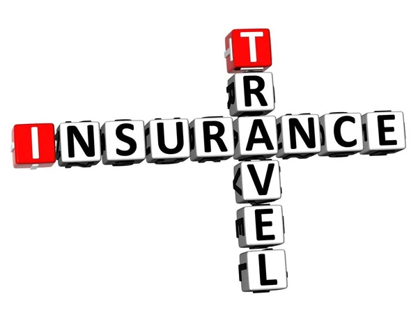 Rendering Crossword Travel Insurance Word White Background — Stock Photo, Image