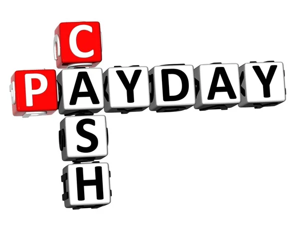 Rendering Crossword Payday Cash Word White Background — Stock Photo, Image