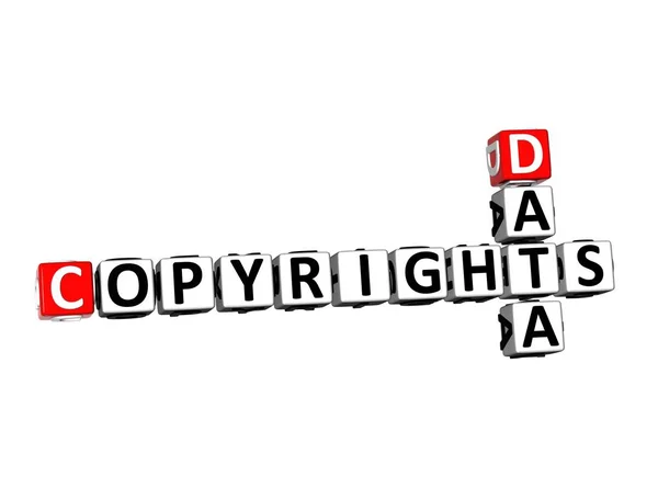Vykreslování Křížovky Autorská Práva Datové Slovo Nad Bílým Pozadím — Stock fotografie