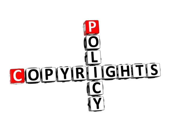 Rendering Crossword Copyrights Policy Word White Background — Stock Photo, Image